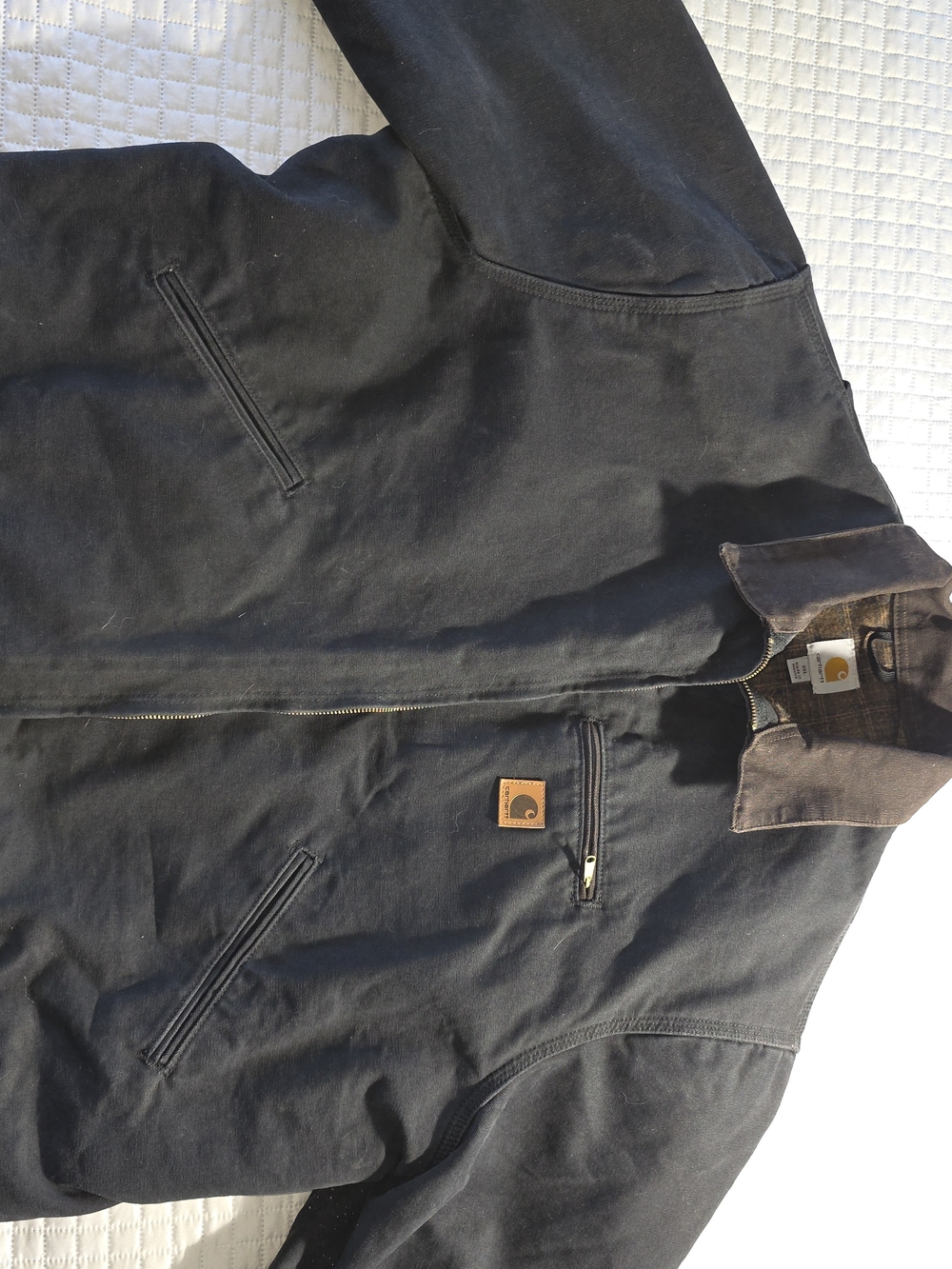 Vintage Carhartt J97 Black Duck Canvas Zip Jacket with Brown Corduroy Collar